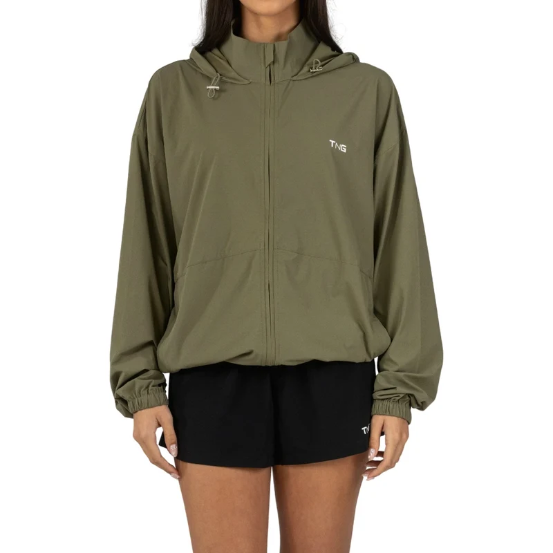 TNG Jacket con Capucha Windbreaker Verde, para Mujer