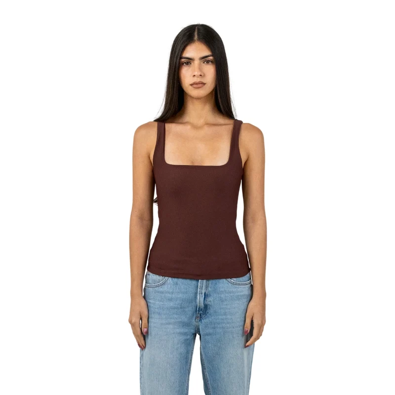 TNG Blusa sin Mangas Basic Square Neck Café, para Mujer