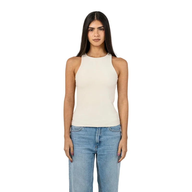 TNG Blusa sin Mangas Hight Neck Crema, para Mujer