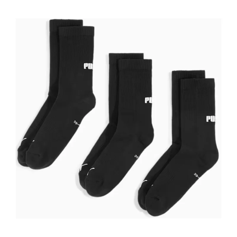 Puma Medias Deportivas de Algodón Negro Unisex, 3 Pares